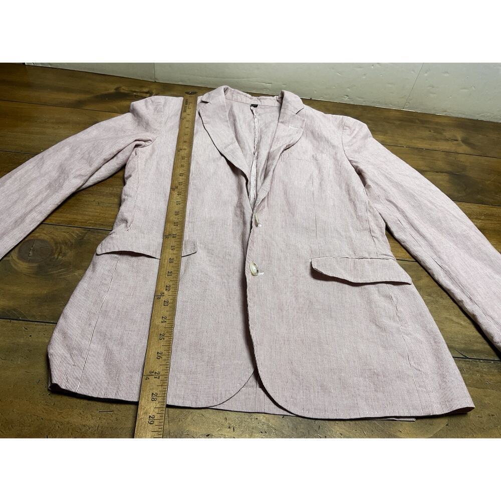 J Crew Mens Ludlow Seersucker Red White 2 Btn 2 Vent Blazer Sz 38R - Picture 8 of 13